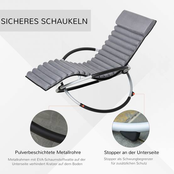 Fauteuil à bascule métal gris foncé 145 x 74 x 86 cm - PANGIVO - Image 7