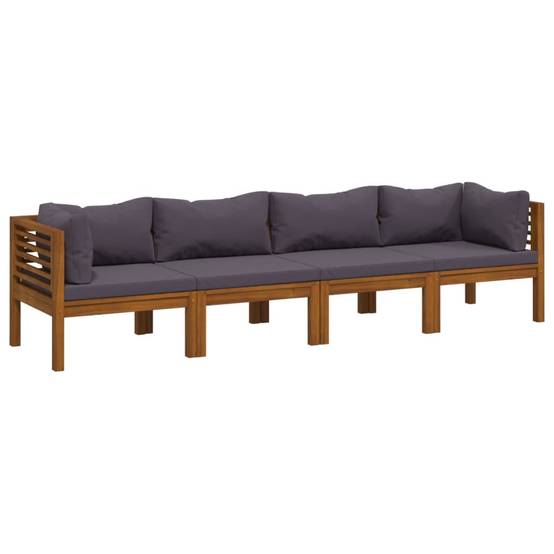 ComfortXL - Canapé de Jardin 4p Bois d'Acacia Modulable avec Coussins Gris pour Terrasse – ComfortXL Outdoor Living - Image 2