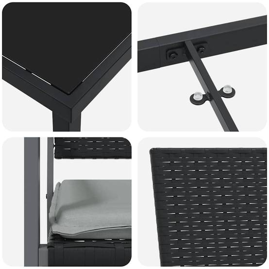 Ensemble de salle à manger pour jardin 5 pcs | Mobilier d'extérieur Noir et Gris Clair Maison Chic - Image 9
