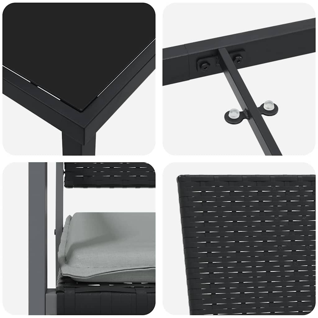 Ensemble de salle à manger pour jardin 5 pcs | Mobilier d'extérieur Noir et Gris Clair Maison Chic - Image 9