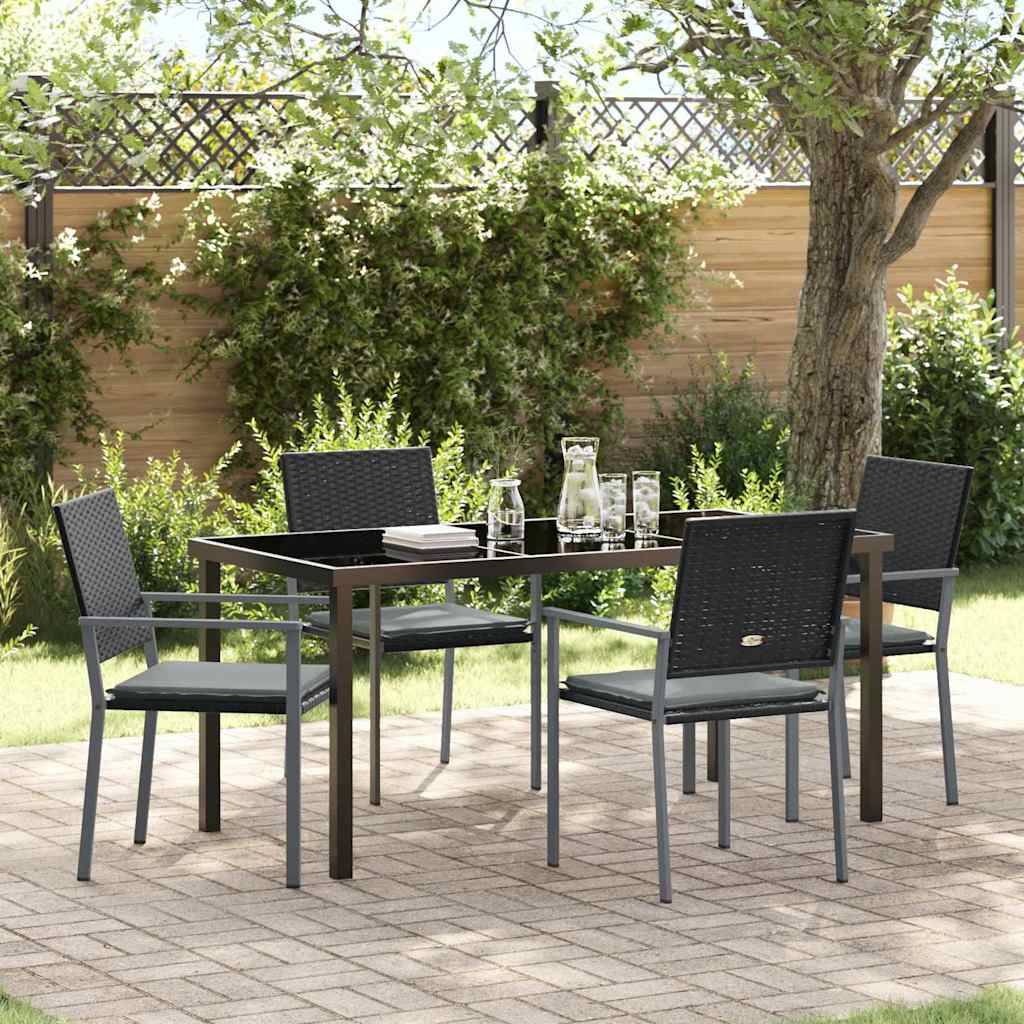 Ensemble de salle à manger pour jardin 5 pcs | Mobilier d'extérieur Noir et Gris Clair Maison Chic - Image 2