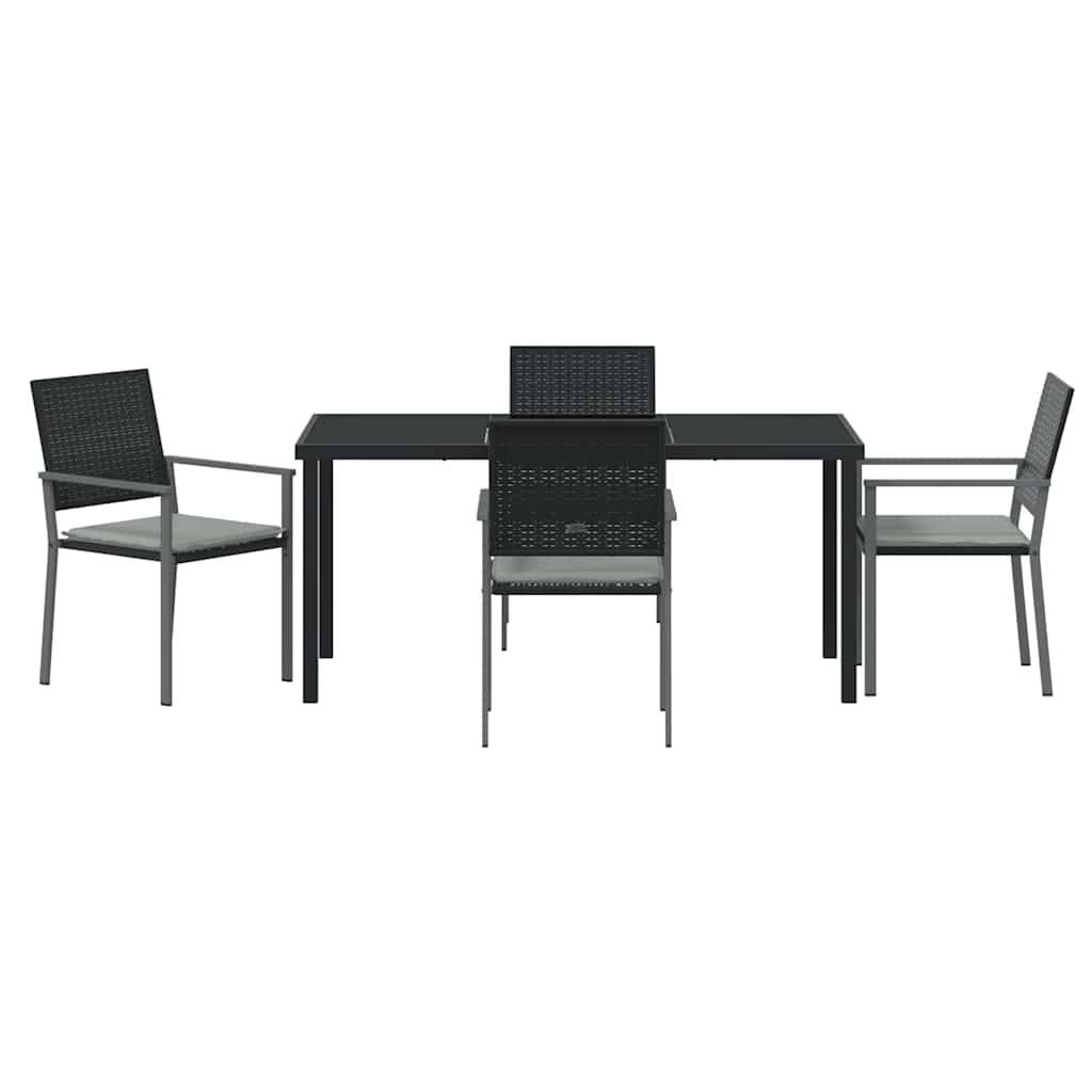 Ensemble de salle à manger pour jardin 5 pcs | Mobilier d'extérieur Noir et Gris Clair Maison Chic - Image 7