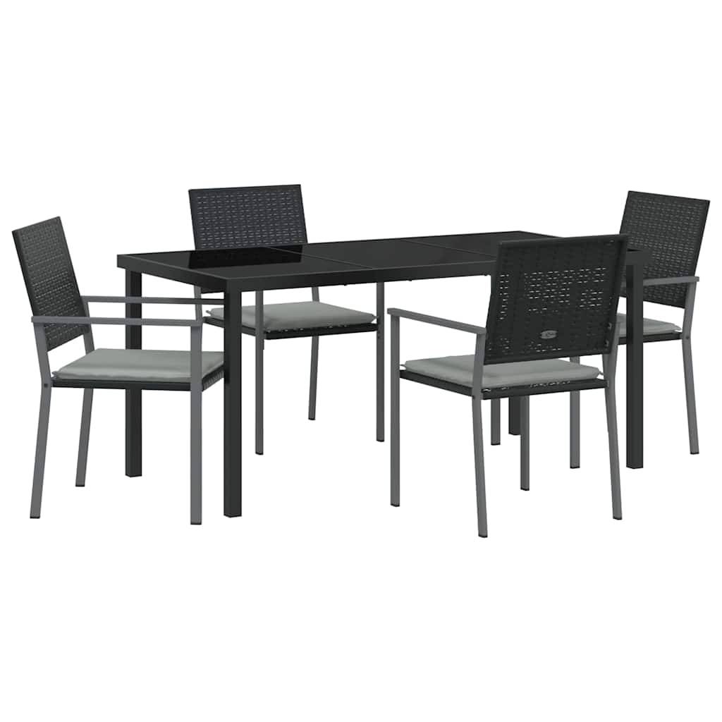 Ensemble de salle à manger pour jardin 5 pcs | Mobilier d'extérieur Noir et Gris Clair Maison Chic - Image 1