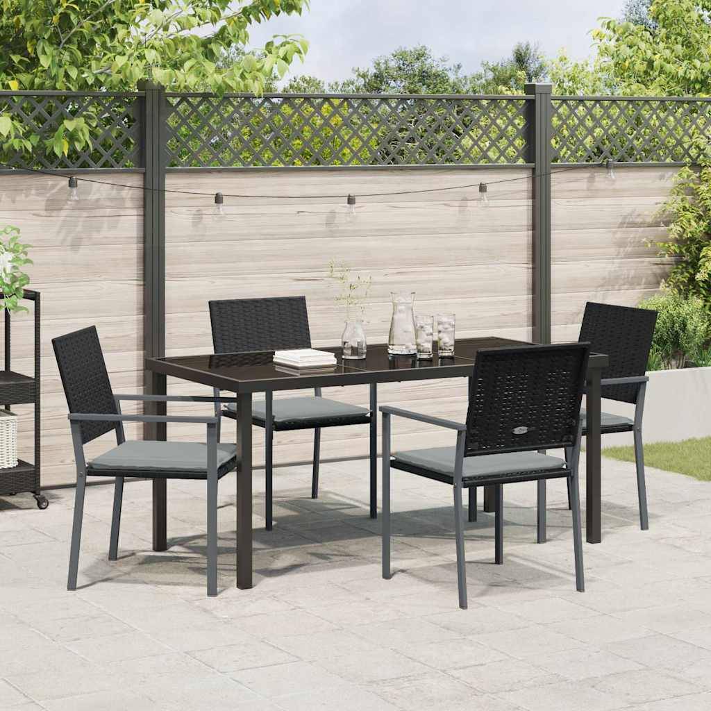 Ensemble de salle à manger pour jardin 5 pcs | Mobilier d'extérieur Noir et Gris Clair Maison Chic - Image 4