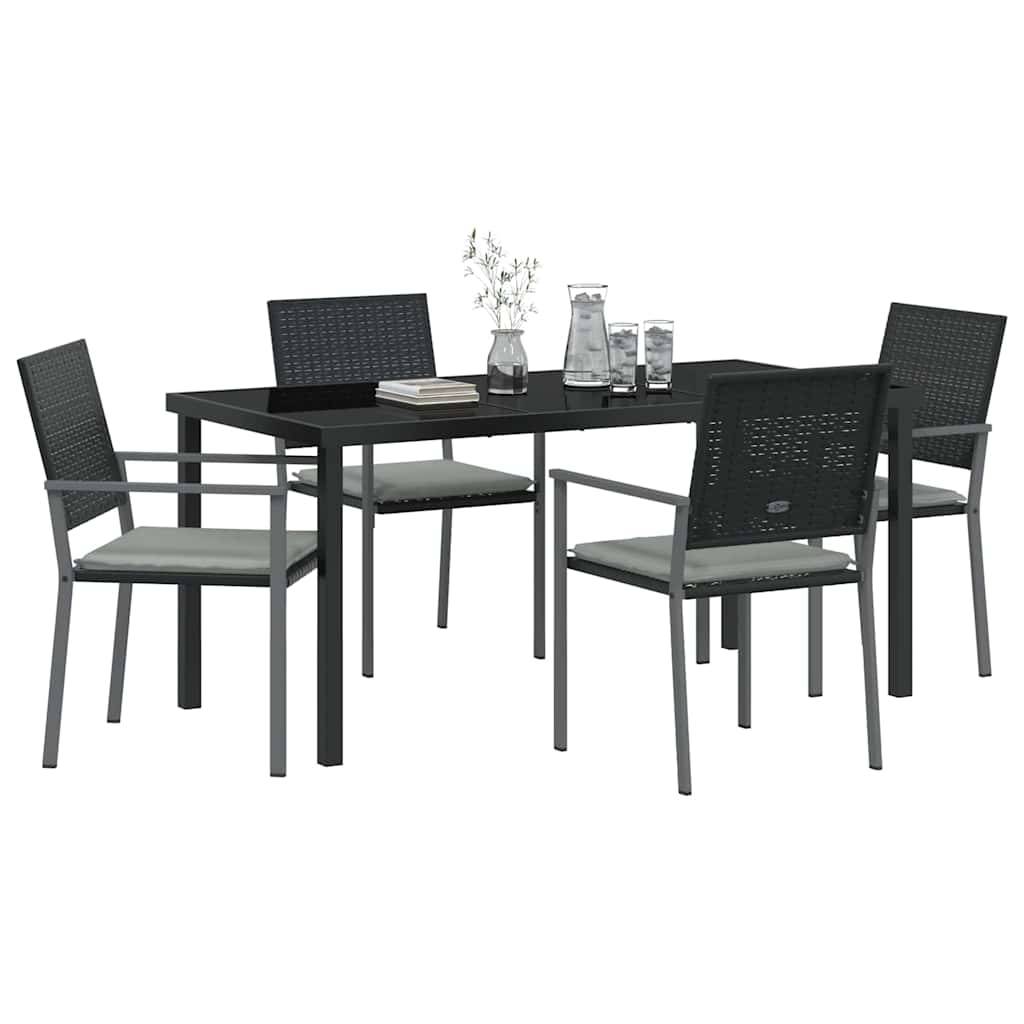 Ensemble de salle à manger pour jardin 5 pcs | Mobilier d'extérieur Noir et Gris Clair Maison Chic - Image 3