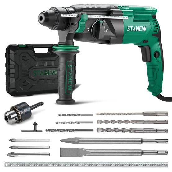 Perceuse à percussion SDS Plus filaire 950 W, avec jeu d'accessoires 16 pièces, 0-1150 tr/min/5100 coups/min, adaptée au béton, à l'acier et au bois - Image 1