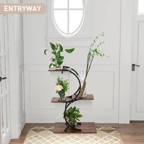 Todeco Porte plante interieur 4 Niveaux, Support plantes en Métal, étagère plante interieur support pot de fleurs pour Salon Balcon Jardin Bureau - Image 2