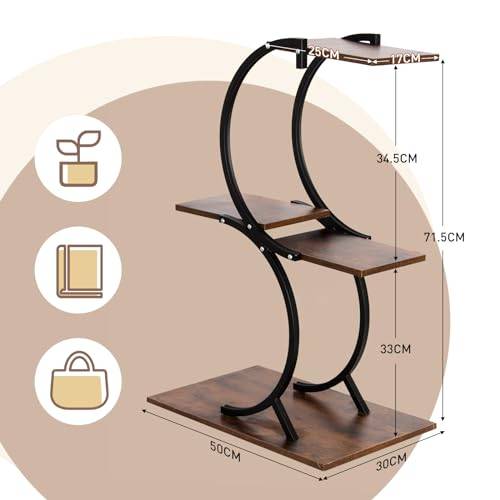 Todeco Porte plante interieur 4 Niveaux, Support plantes en Métal, étagère plante interieur support pot de fleurs pour Salon Balcon Jardin Bureau - Image 5