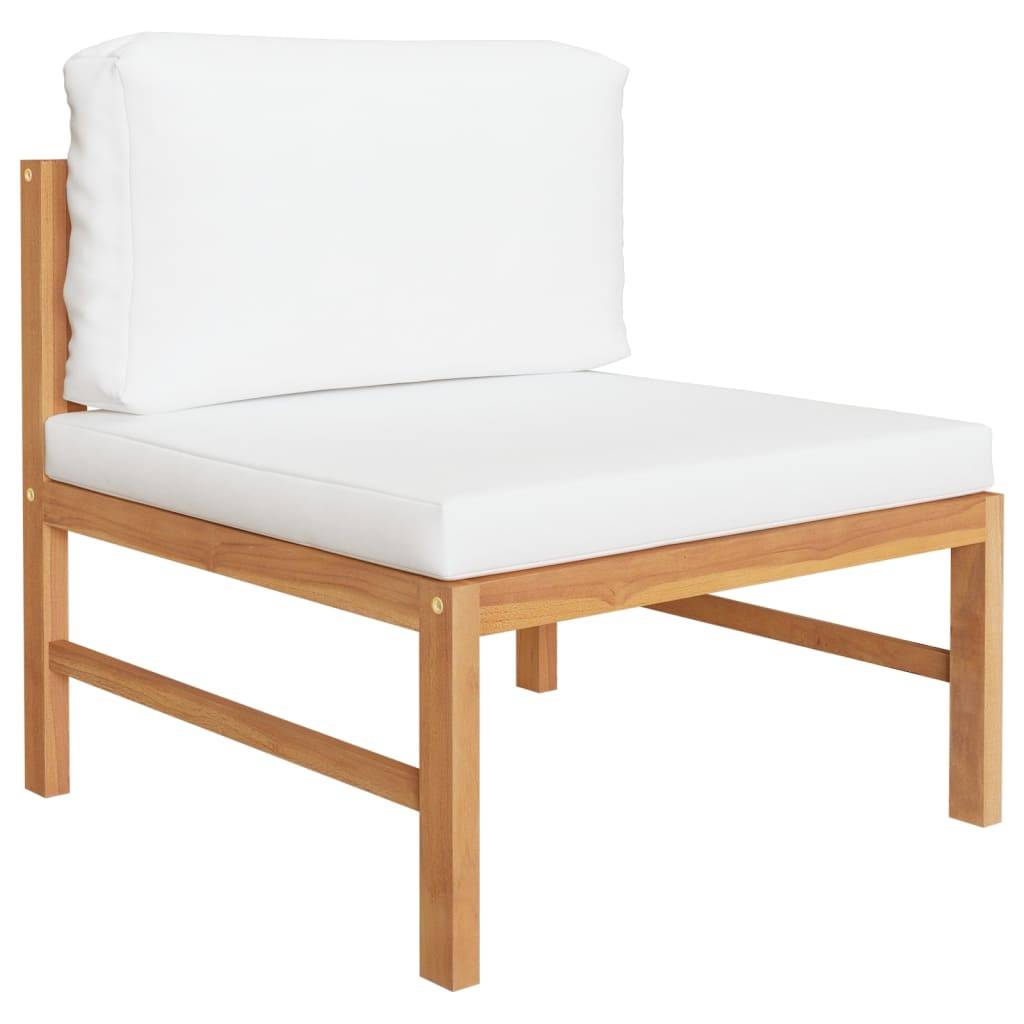 Helloshop26 - Salon de jardin meuble d'extérieur ensemble de mobilier 6 pièces avec coussins crème bois de teck solide - Image 3