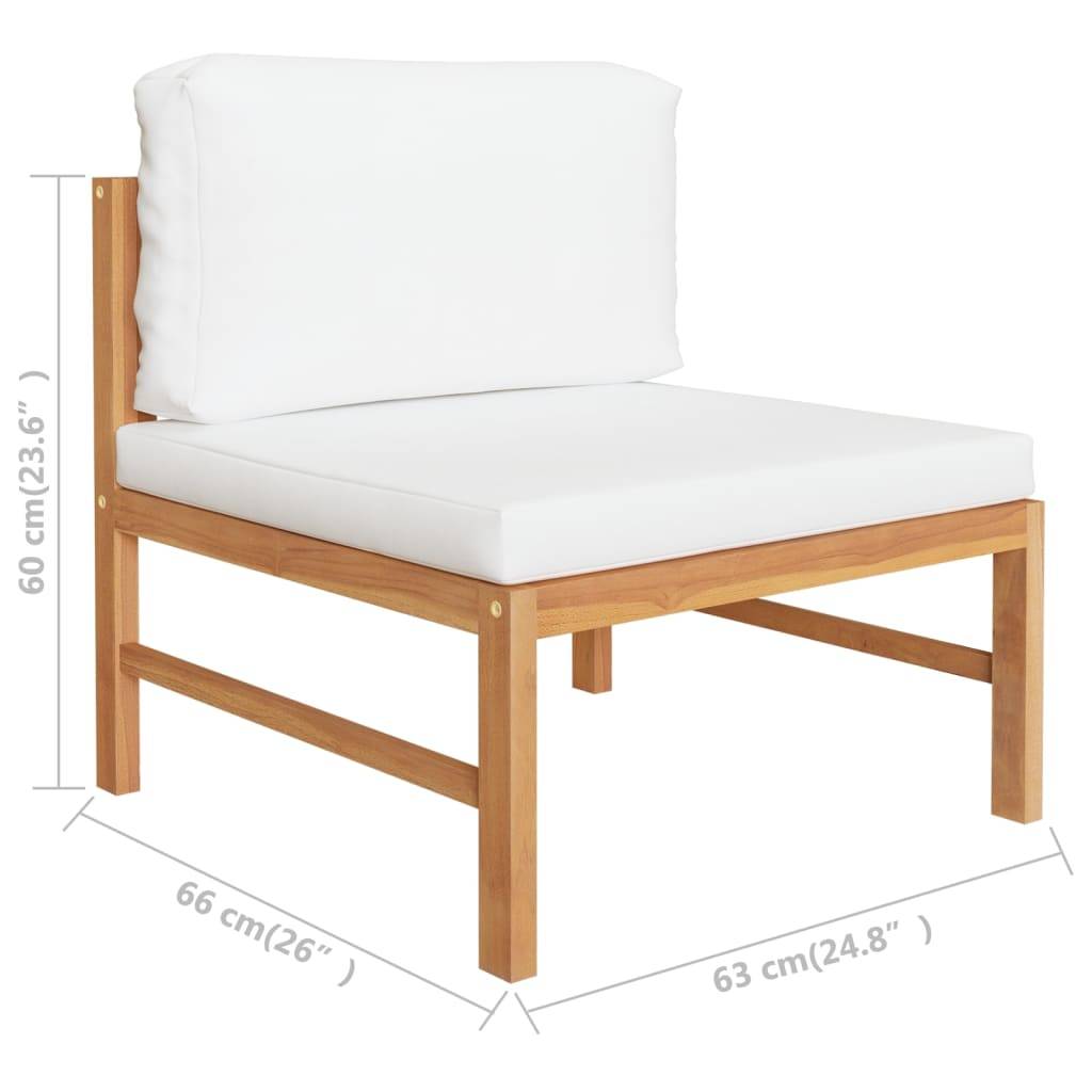 Helloshop26 - Salon de jardin meuble d'extérieur ensemble de mobilier 6 pièces avec coussins crème bois de teck solide - Image 6