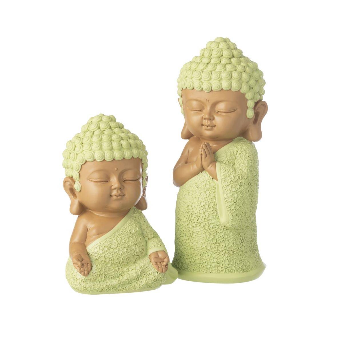 J-Line - Statuette Déco Moine Zen "Boudhi" 20cm Vert - Image 4