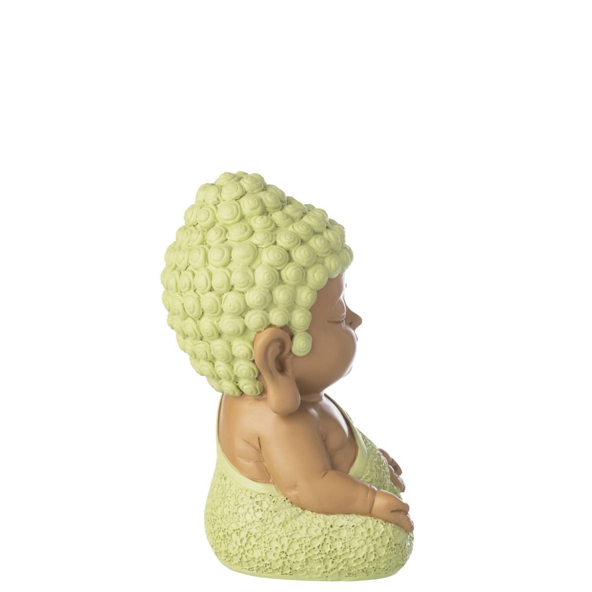 J-Line - Statuette Déco Moine Zen "Boudhi" 20cm Vert - Image 2