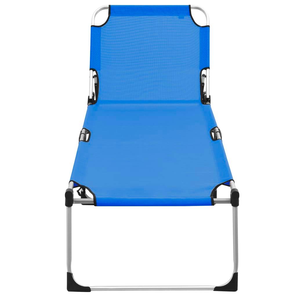 Helloshop26 - Transat chaise longue bain de soleil lit de jardin terrasse meuble d'extérieur pliable extra haute pour seniors aluminium bleu - Image 3