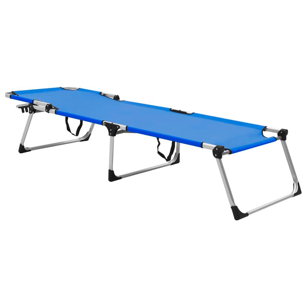 Helloshop26 - Transat chaise longue bain de soleil lit de jardin terrasse meuble d'extérieur pliable extra haute pour seniors aluminium bleu - Image 2