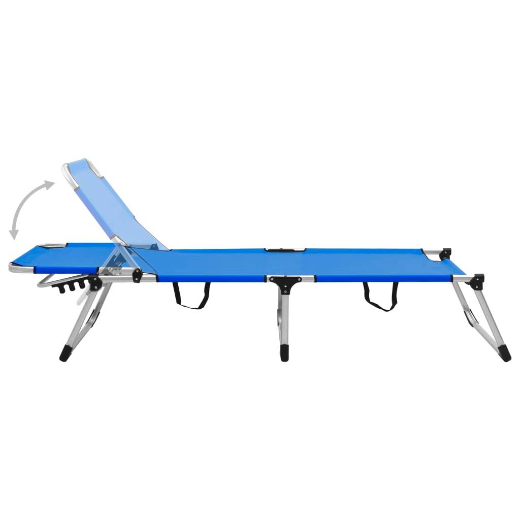 Helloshop26 - Transat chaise longue bain de soleil lit de jardin terrasse meuble d'extérieur pliable extra haute pour seniors aluminium bleu - Image 4