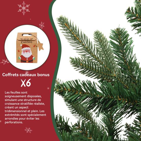 Sapin de Noël Artificiel Extra Dense,180 cm,573 Branches,Support Bois - Image 3
