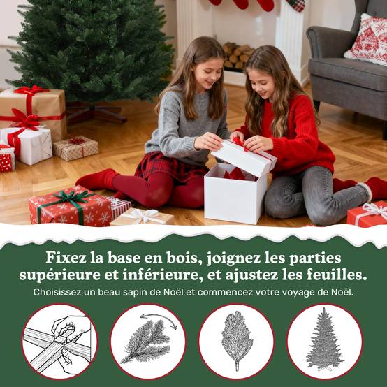 Sapin de Noël Artificiel Extra Dense,180 cm,573 Branches,Support Bois - Image 6