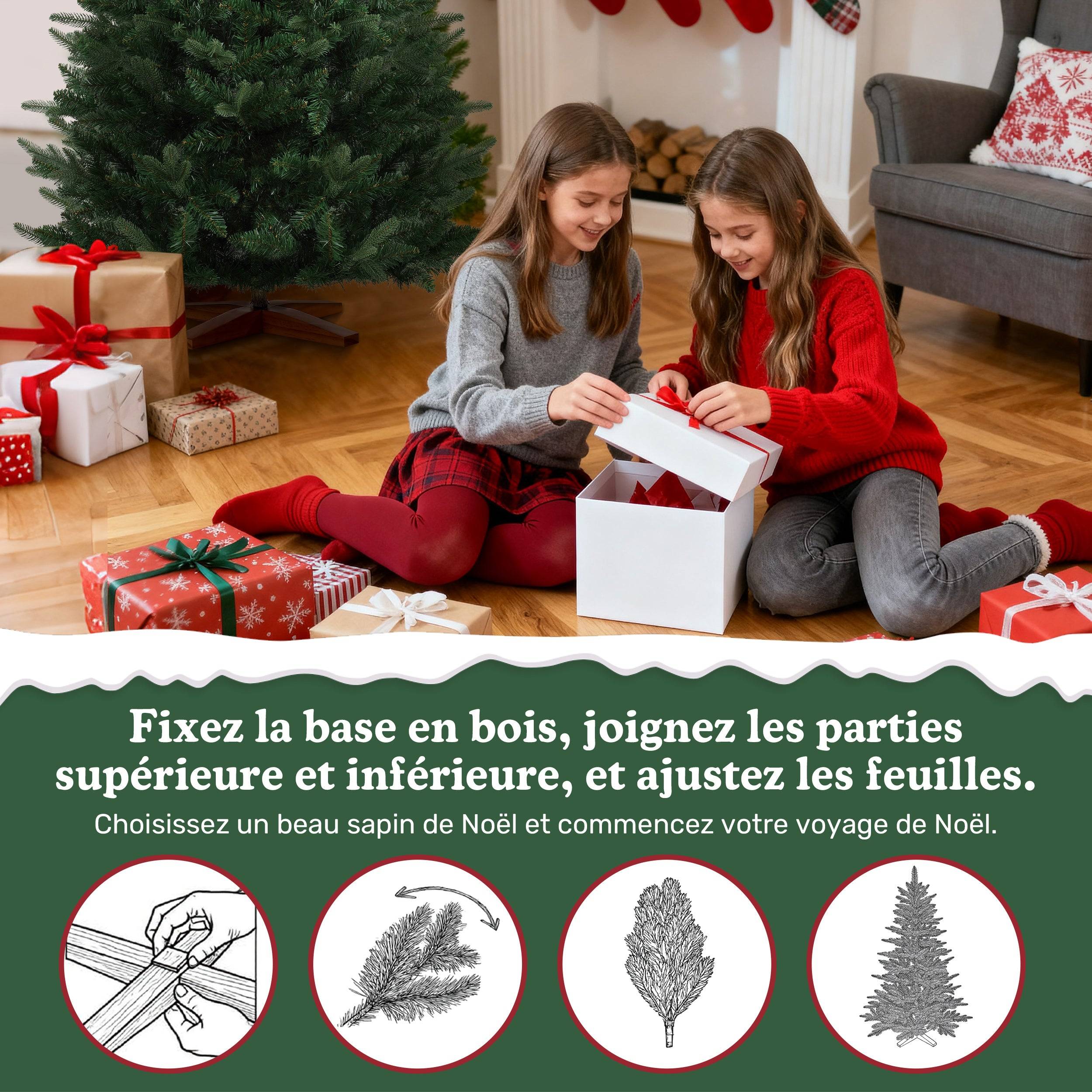 Sapin de Noël Artificiel Extra Dense,180 cm,573 Branches,Support Bois - Image 6