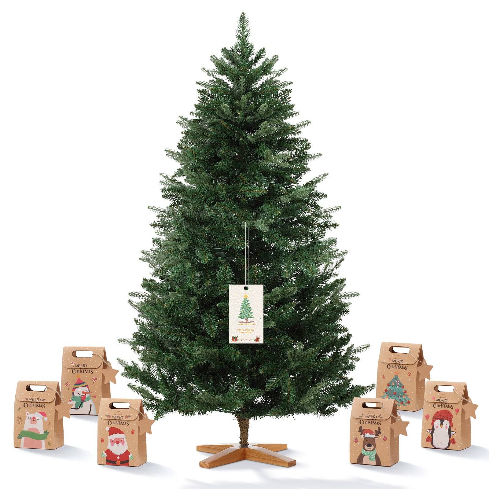 Sapin de Noël Artificiel Extra Dense,180 cm,573 Branches,Support Bois