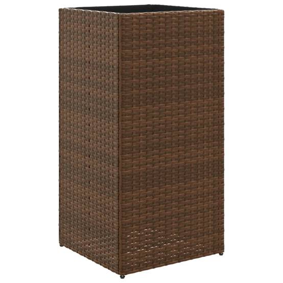 Lot de 2 Jardinières, Bac à fleurs, Pot de fleurs marron 40x40x80 cm résine tressée - Image 5