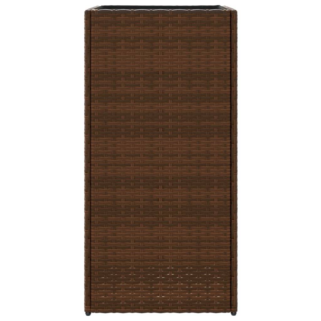 Lot de 2 Jardinières, Bac à fleurs, Pot de fleurs marron 40x40x80 cm résine tressée - Image 7