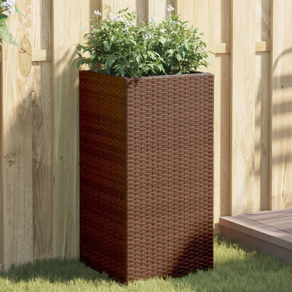 Lot de 2 Jardinières, Bac à fleurs, Pot de fleurs marron 40x40x80 cm résine tressée - Image 2