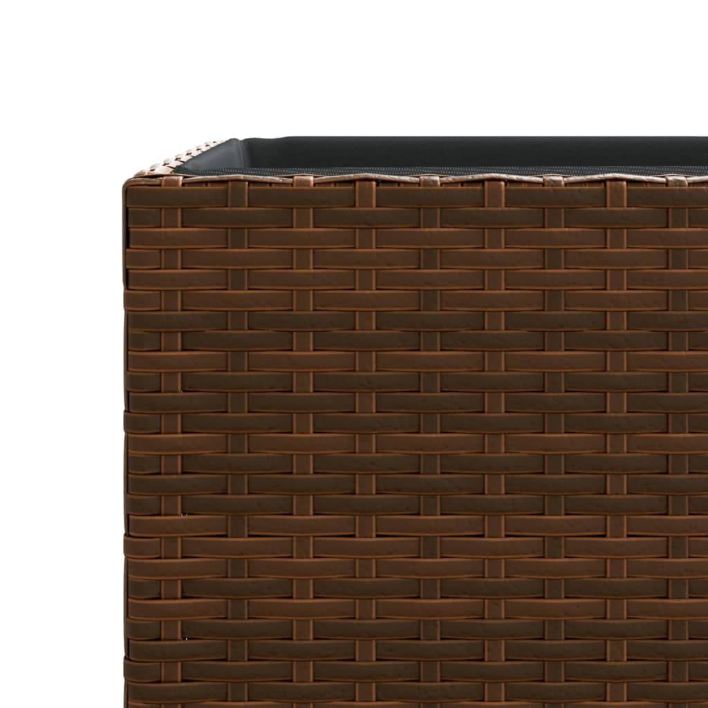 Lot de 2 Jardinières, Bac à fleurs, Pot de fleurs marron 40x40x80 cm résine tressée - Image 9