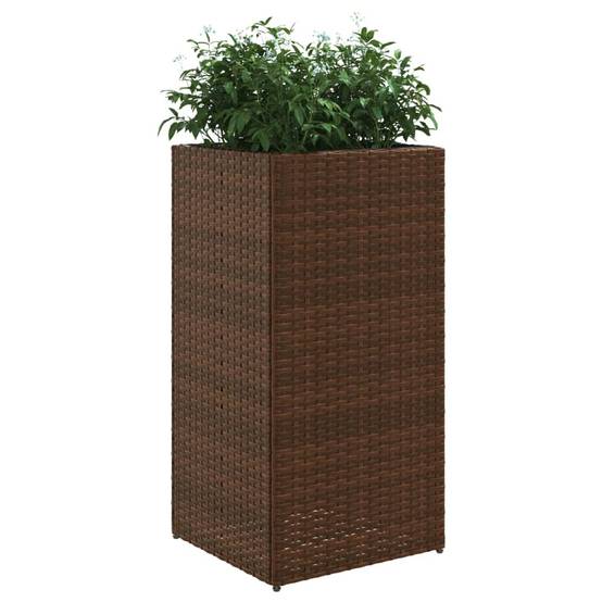 Lot de 2 Jardinières, Bac à fleurs, Pot de fleurs marron 40x40x80 cm résine tressée - Image 4