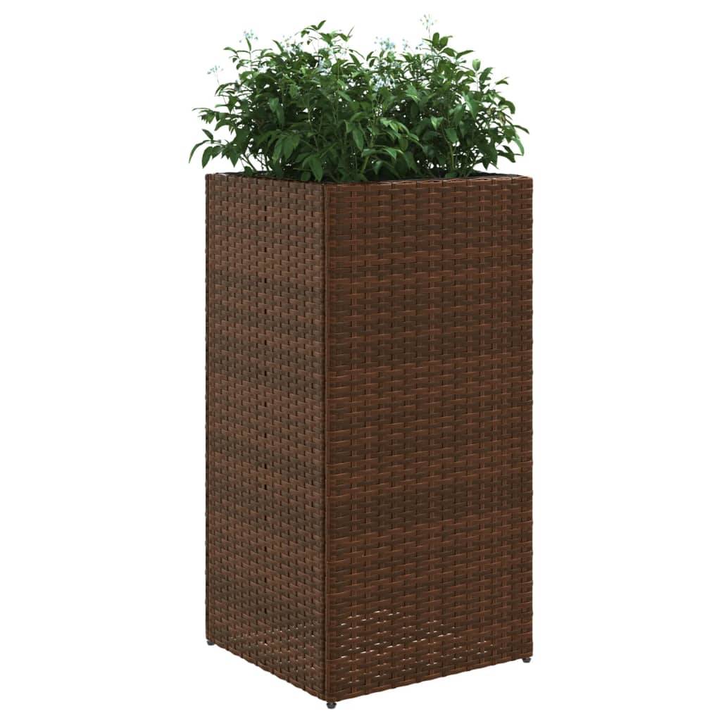 Lot de 2 Jardinières, Bac à fleurs, Pot de fleurs marron 40x40x80 cm résine tressée - Image 4