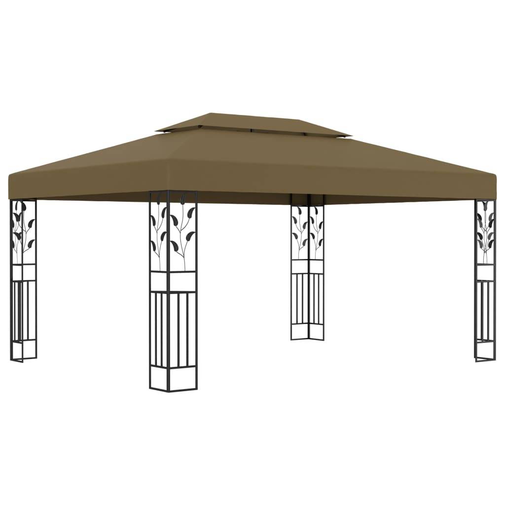 Vidaxl - Tonnelle avec double toit 3x4 m Taupe 180 g/m² vidaXL 312244 - Image 1