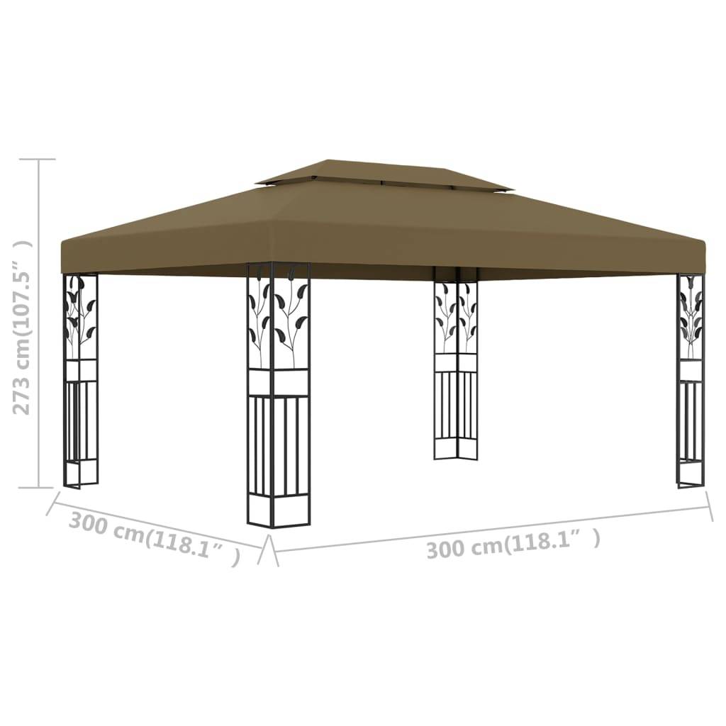 Vidaxl - Tonnelle avec double toit 3x4 m Taupe 180 g/m² vidaXL 312244 - Image 3