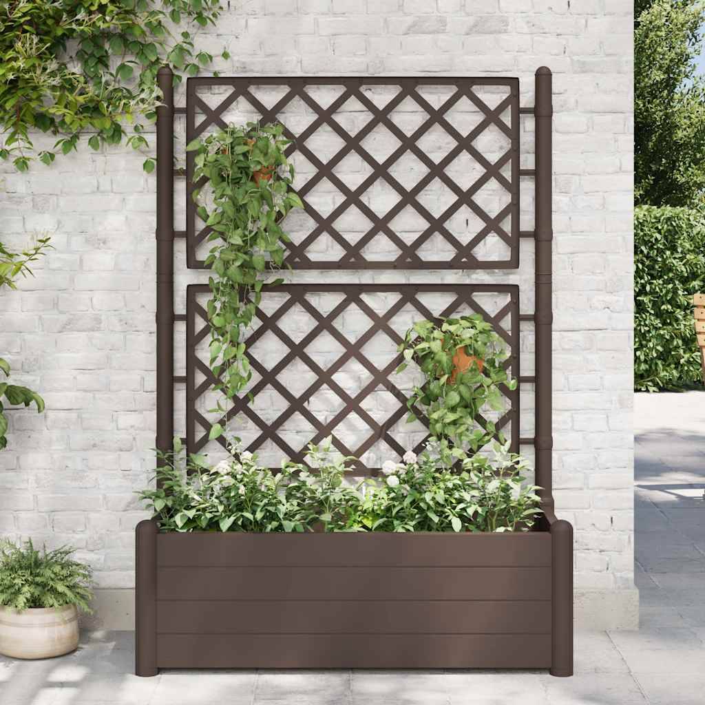 Vidaxl - Jardinière avec treillis 100x43x142 cm PP Moka vidaXL 313984 - Image 1