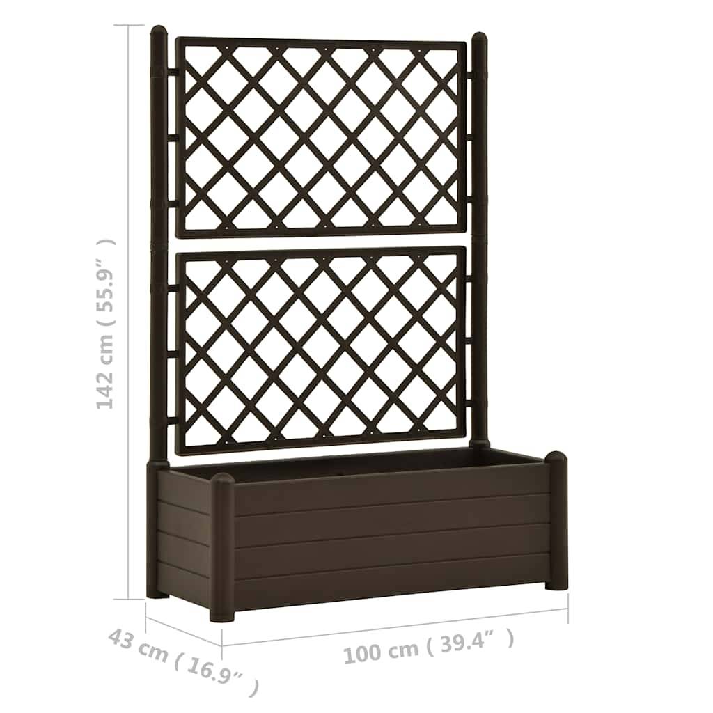 Vidaxl - Jardinière avec treillis 100x43x142 cm PP Moka vidaXL 313984 - Image 3