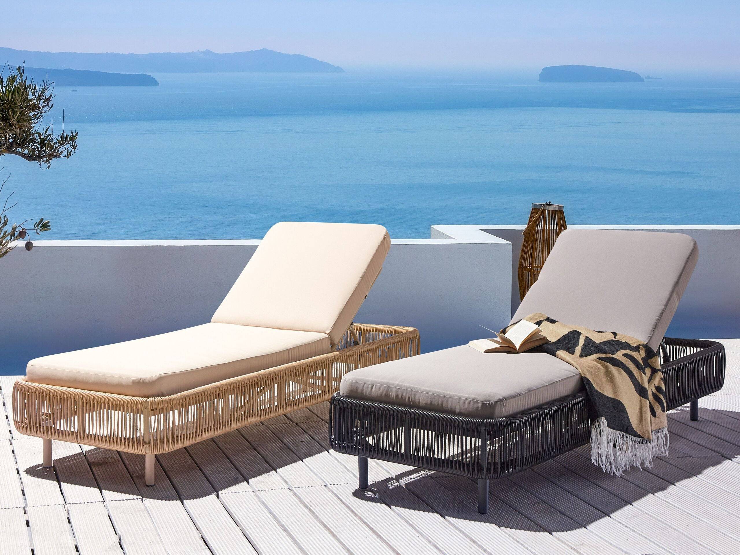 Beliani - Chaise longue Polyrotin Gris OSINI - Beliani - Image 1