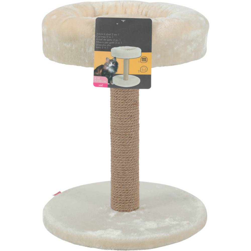 Animallparadise - Arbre à chat 2 en 1, ø 35 cm x hauteur 45 cm, couleur beige, pour chats et chatons. - Image 3