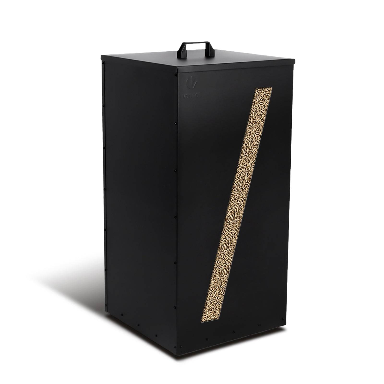 Vounot - Réservoir à granulés avec roulettes 55kg - 36x36x76cm - rangement à pellets en métal - noir - VOUNOT® - Image 1