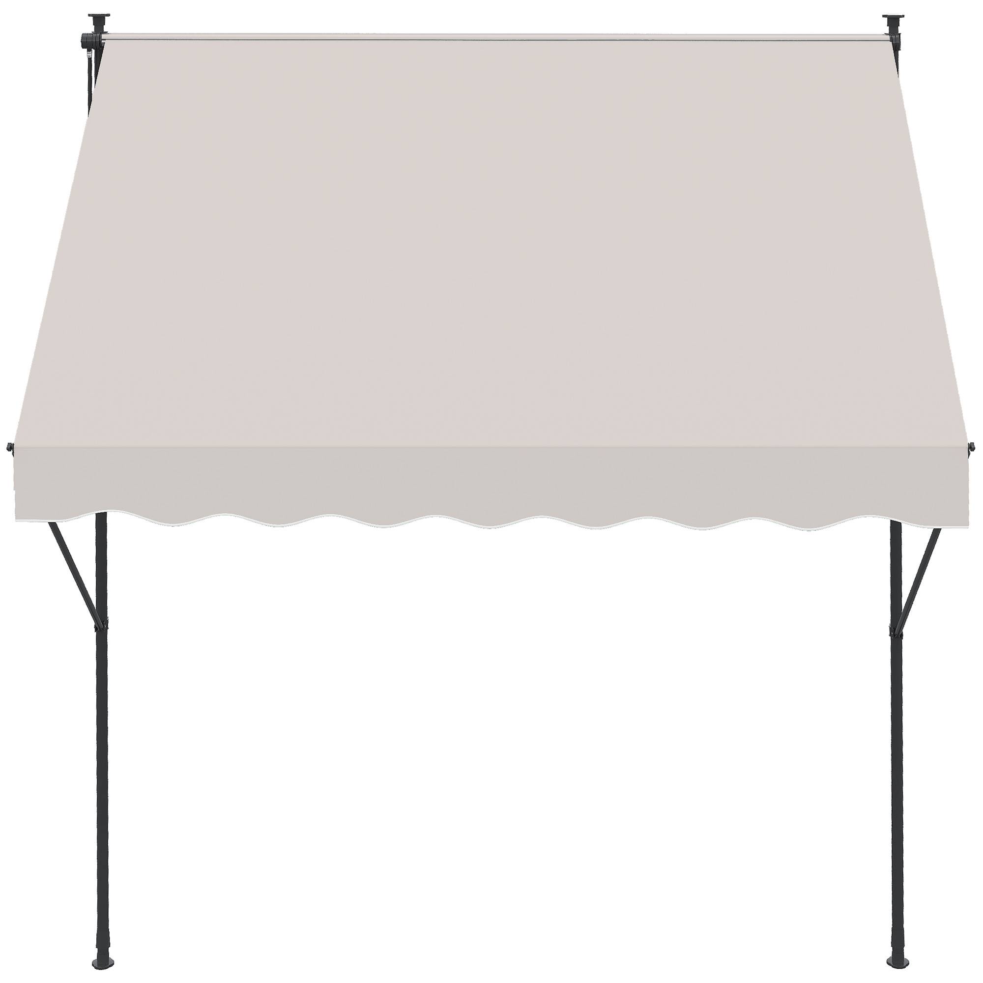 Store banne rétractable manuelle 200 x 175 x 210-310 cm, réglable par manivelle, protection solaire UV40+, couleur crème, pour balcon et terrasse. - Image 10