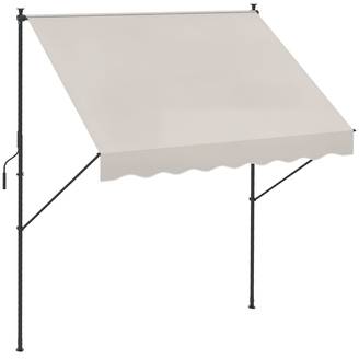 Store banne rétractable manuelle 200 x 175 x 210-310 cm, réglable par manivelle, protection solaire UV40+, couleur crème, pour balcon et terrasse.