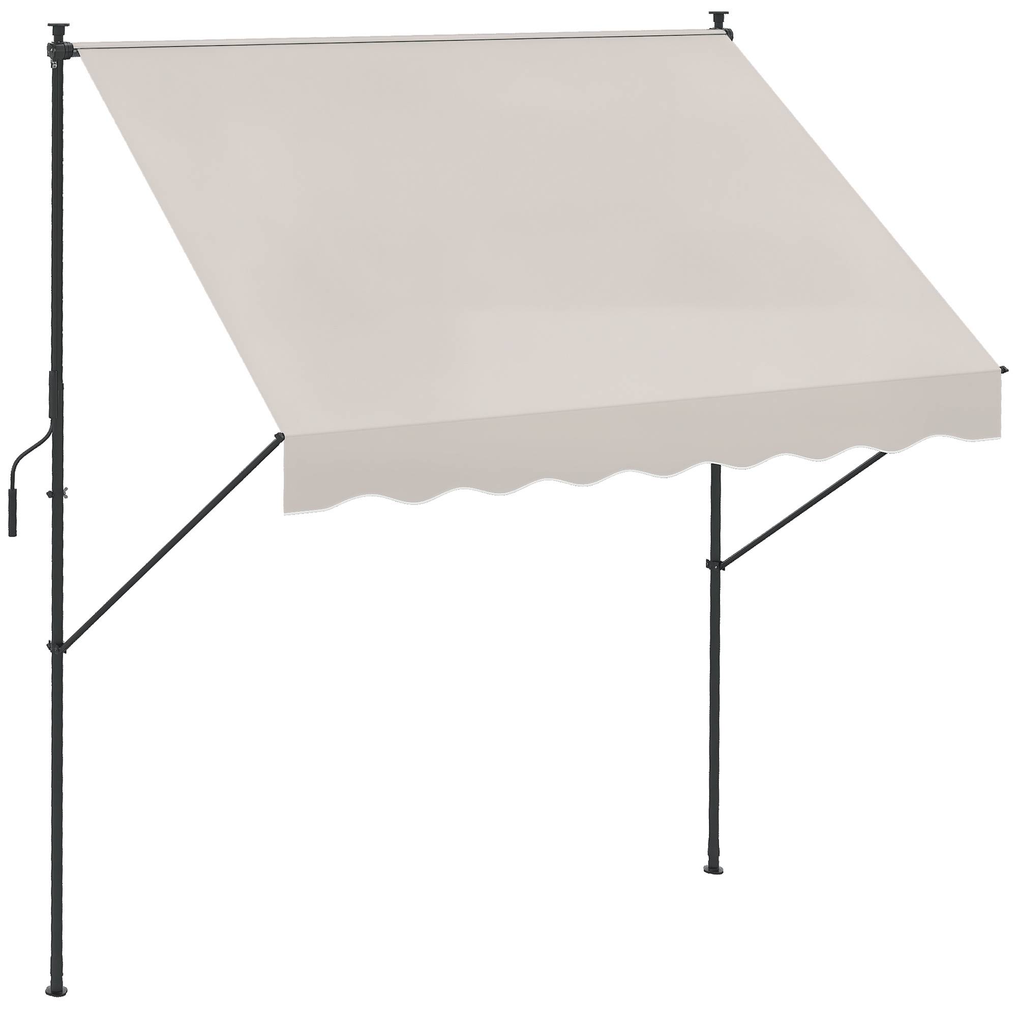 Store banne rétractable manuelle 200 x 175 x 210-310 cm, réglable par manivelle, protection solaire UV40+, couleur crème, pour balcon et terrasse. - Image 1