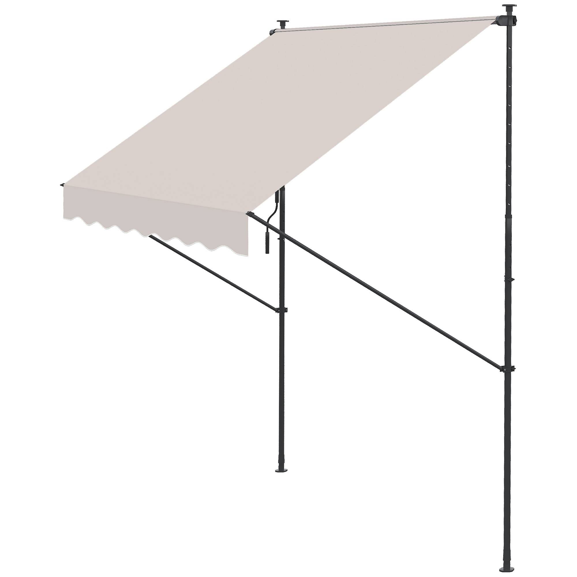 Store banne rétractable manuelle 200 x 175 x 210-310 cm, réglable par manivelle, protection solaire UV40+, couleur crème, pour balcon et terrasse. - Image 2