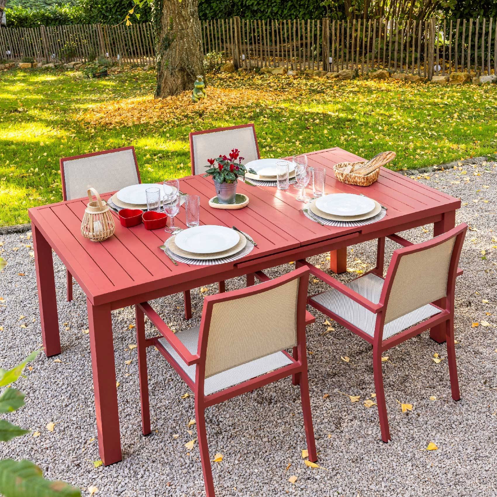 Table de jardin extensible 8/10 personnes - JARDILINE - Aluminium - Terracotta - Image 1