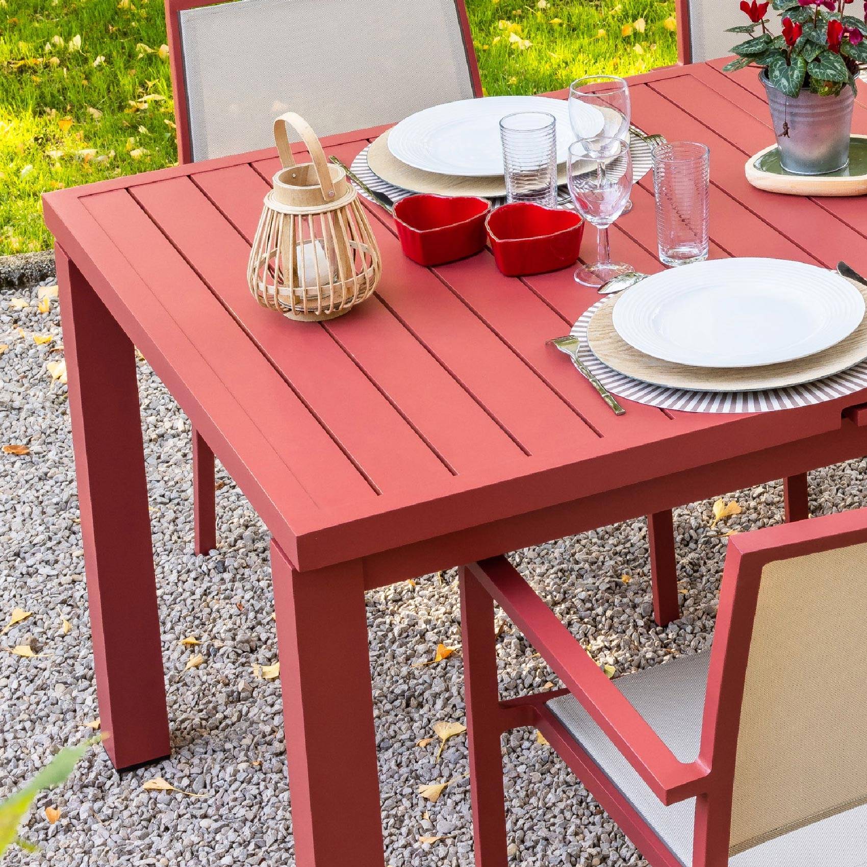 Table de jardin extensible 8/10 personnes - JARDILINE - Aluminium - Terracotta - Image 2