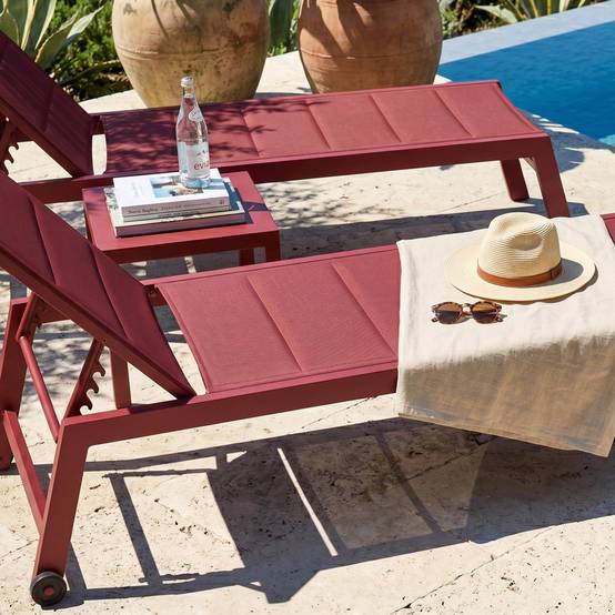 Oviala - Lot de 2 bains de soleil en aluminium et textilène pourpre Nouméa - Oviala - Image 3