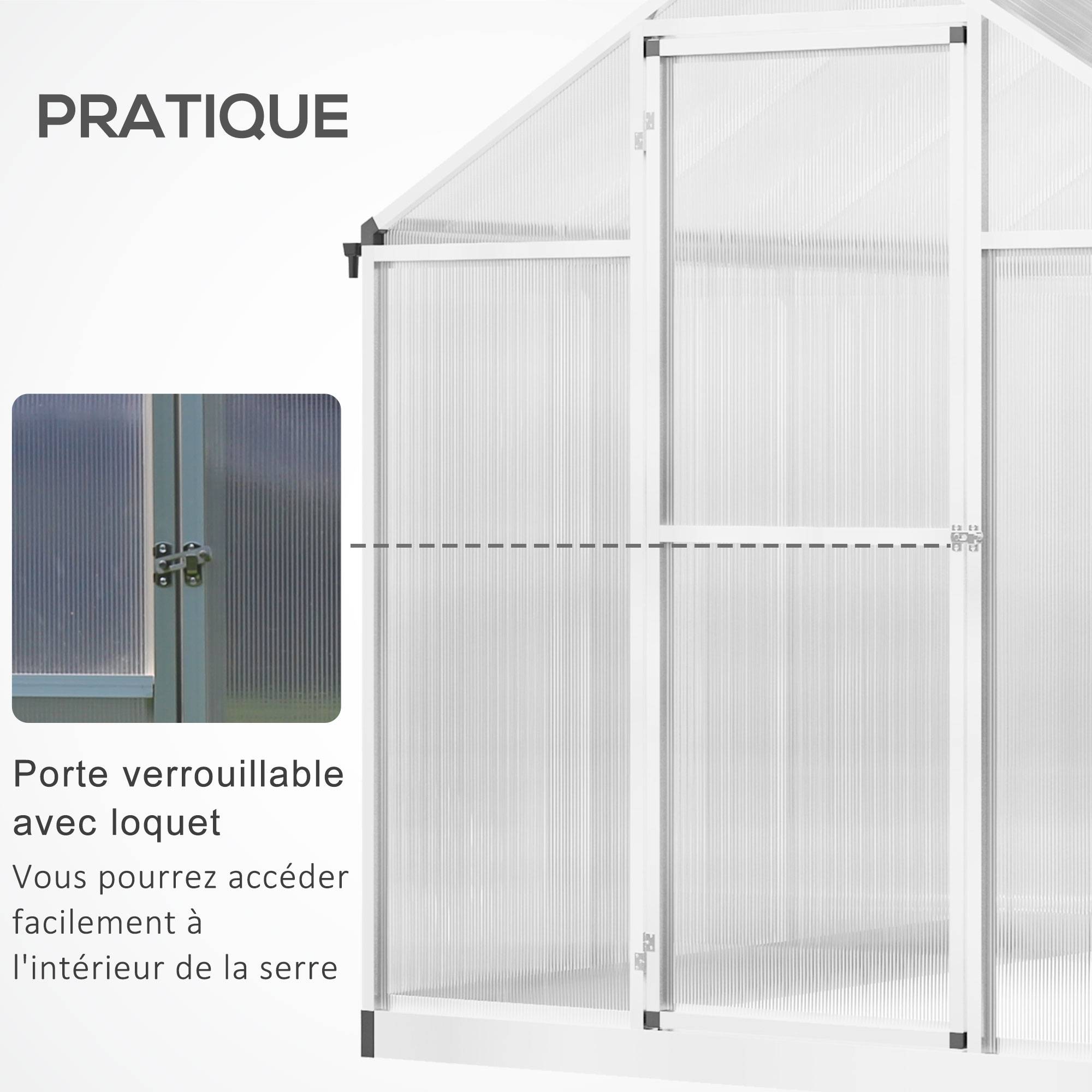 Serre de Jardin Aluminium 4,6m² Panneaux Polycarbonate alvéolé isolant et anti-UV 2,42x1,9m - ComfortXL Outdoor Living - Image 7