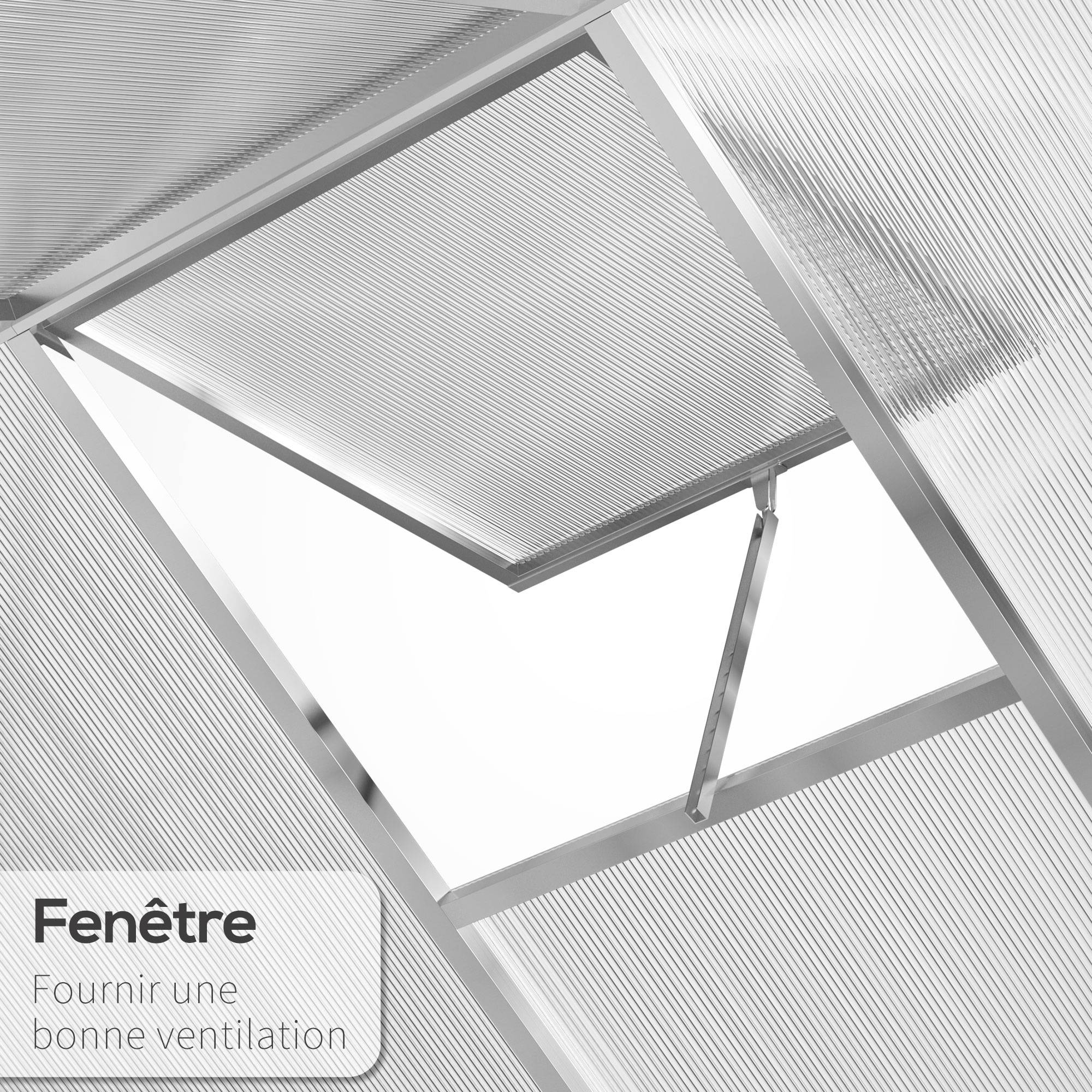 Serre de Jardin Aluminium 4,6m² Panneaux Polycarbonate alvéolé isolant et anti-UV 2,42x1,9m - ComfortXL Outdoor Living - Image 9