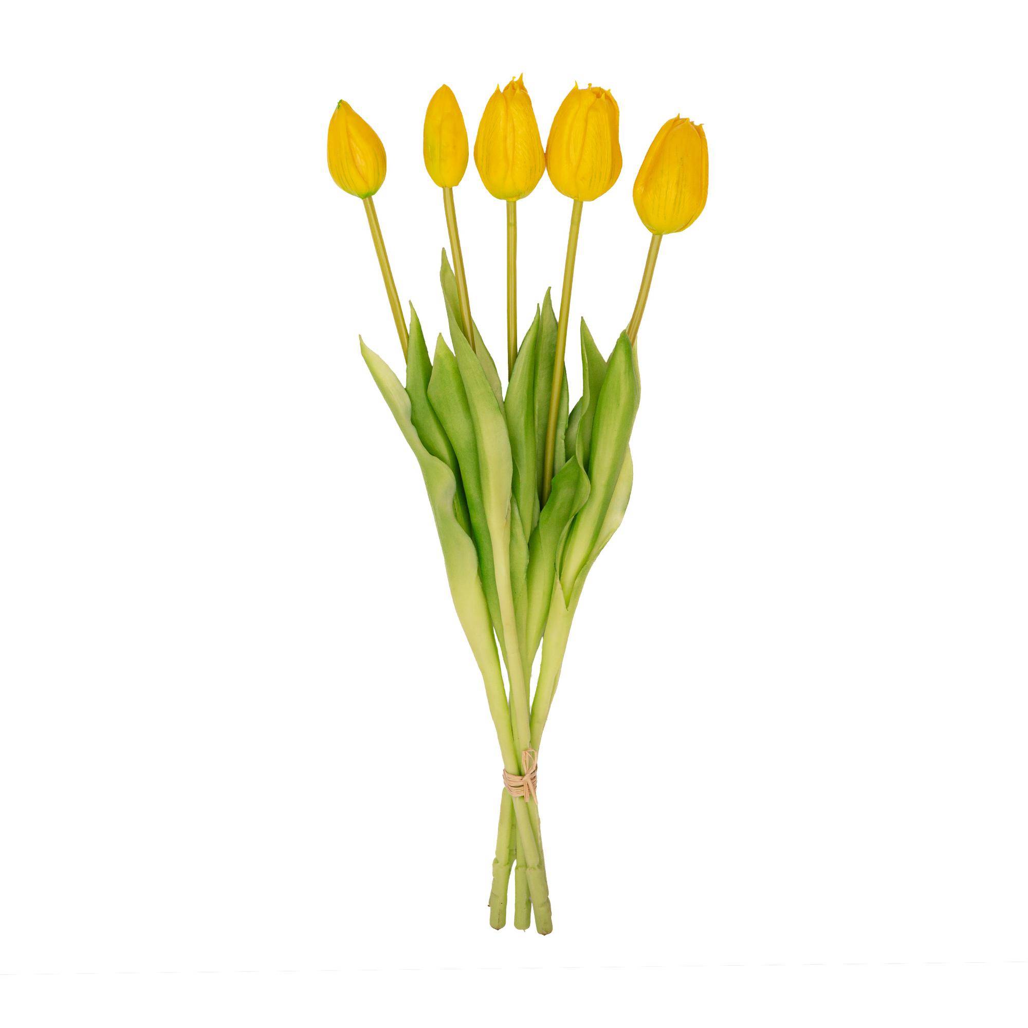 PANGIVO - Bouquet de tulipes artificielles plastique jaune 15 x 15 x 42 cm - PANGIVO - Image 5