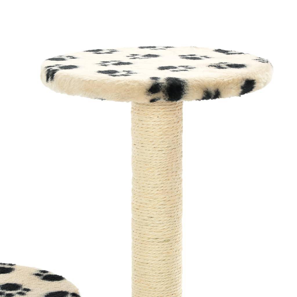 Helloshop26 - Arbre à chat griffoir grattoir niche jouet animaux peluché en sisal 60 cm beige motif de pattes - Image 5
