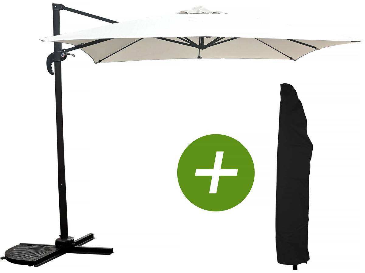 Habitat Et Jardin - Parasol Jardin Déporté "soleil" - Carré - 2.5 X 2.5 M - Ecru + Housse De Protection -habitat Et Jardin - Image 1