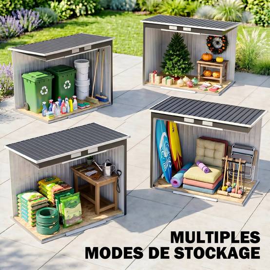 Abri de jardin 2,77 m² 213 x 130 x 172 cm kit de fondation porte coulissante ventilations acier galvanisé gris foncé - Image 9