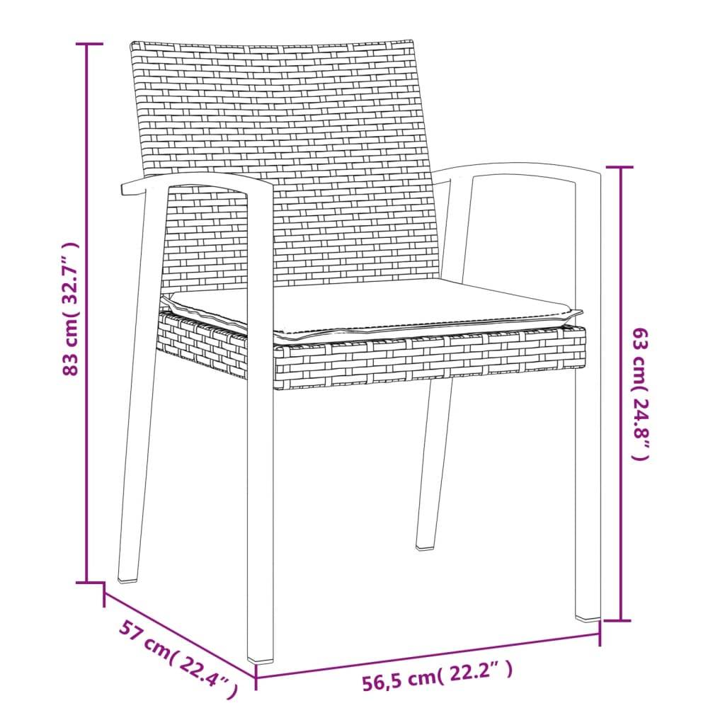 Chaises de jardin résine tressée noire avec coussins 56,5 x 57 x 83 cm - PANGIVO - Image 9